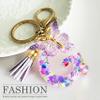 JINGUAZI Initial letter Keychains for Women Tassel Butterfly Pink Cute Car Keychain for Wallet Purses Backpack (Purple G) view 2