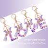 JINGUAZI Initial letter Keychains for Women Tassel Butterfly Pink Cute Car Keychain for Wallet Purses Backpack (Purple G) view 4