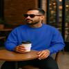 JustBlanks Sweatshirts for Men Fleece Mens Sweatshirt Cotton Blend Mens Crewneck Sweatshirt Regular-Fit Pullover Sweatshirt - Royal - L view 3