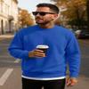 JustBlanks Sweatshirts for Men Fleece Mens Sweatshirt Cotton Blend Mens Crewneck Sweatshirt Regular-Fit Pullover Sweatshirt - Royal - L view 4