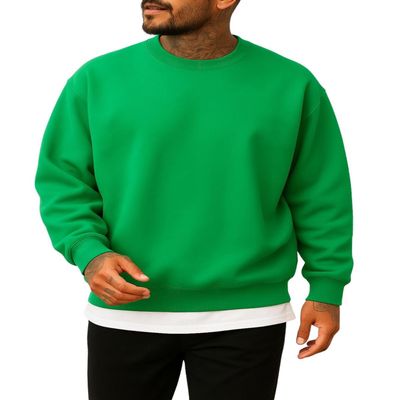 JustBlanks Sweatshirts for Men Fleece Mens Sweatshirt Cotton Blend Mens Crewneck Sweatshirt Regular-Fit Pullover Sweatshirt - Irish Green - XL