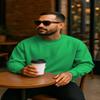 JustBlanks Sweatshirts for Men Fleece Mens Sweatshirt Cotton Blend Mens Crewneck Sweatshirt Regular-Fit Pullover Sweatshirt - Irish Green - XL view 3