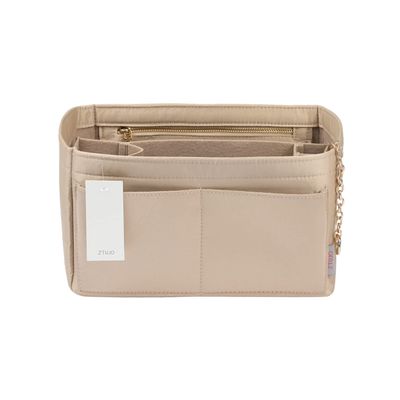 ZTUJO Purse Organizer Insert, Felt Purse Organizer with Zipper and Sewn Bottom Insert, Fit Speedy Neverfull Graceful,6 Sizes (Medium, Skin color)