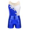 Linjinx Kids Girls Sequin Gymnastics Leotards One Piece Ballet Dance Bodysuit Biketards with Metallic Dance Short Sets Royal Blue 8 Years view 3