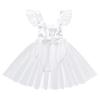 Baby Girl Clothes, Newborn Toddler 1st Birthday Outfit Boho Ruffle Sleeveless Lace Tulle Romper Princess Tutu Dress Backless Infant Bodysuit First Birthday Photoshoot Clothes White - Rainbow 12-18 Months view 2