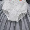 Baby Girl Clothes, Newborn Toddler 1st Birthday Outfit Boho Ruffle Sleeveless Lace Tulle Romper Princess Tutu Dress Backless Infant Bodysuit First Birthday Photoshoot Clothes White - Rainbow 12-18 Months view 4