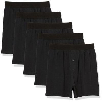 Amazon Essentials Men's Cotton Jersey Boxer Short, Pack of 5, Black, 4X-Large Big