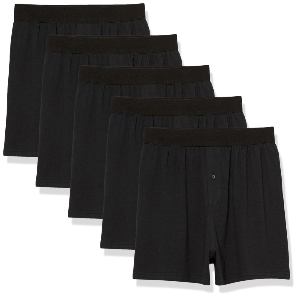 Amazon Essentials Men's Cotton Jersey Boxer Short, Pack of 5, Black, 4X-Large Big