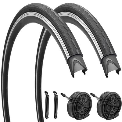 2 Pack 700x28C Road Bike Tires 60 TPI with Inner Tubes and Levers Presta Valve Folding Replacement Tires