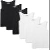 Amazon Essentials Men's Slim Fit Breathable Cotton Tank Undershirts, Pack of 6, Black/White, X-Small view 1