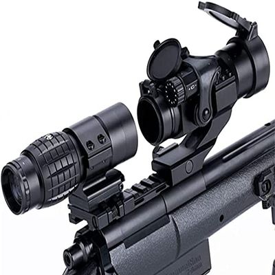 3X Magnifier Scope with Flip Up Side Mount + Tactical M2 Red Dot Sight Hunting Optics Scope Combo for 20mm Cantilever Picatinny Mount