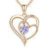OR OLD RUBIN Heart Necklace for Women, 18K Gold Over 925 Sterling Silver Necklace for Women with a Gemstone Birthstone, Sterling Silver, Cubic Zirconia 42+8cm view 1
