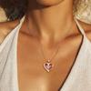 OR OLD RUBIN Heart Necklace for Women, 18K Gold Over 925 Sterling Silver Necklace for Women with a Gemstone Birthstone, Sterling Silver, Cubic Zirconia 42+8cm view 2