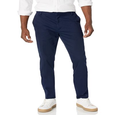 Amazon Essentials Men's Slim-Fit Wrinkle-Resistant Flat-Front Stretch Chino Pant, Navy, 42W x 28L