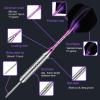 12 Pack Darts Metal Tip Set 22/24 Grams, Steel Tip Darts with Premium Black Purple Aluminum Shafts, Extra 50 Rubber O-Rings 6 Nylon Shafts 24 Flights 12 Spring Rings 16 Flights Protector 1 Tool Kit view 2