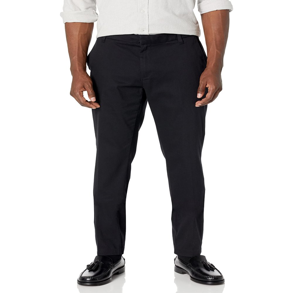 Amazon Essentials Men's Slim-Fit Wrinkle-Resistant Flat-Front Stretch Chino Pant, Black, 32W x 34L