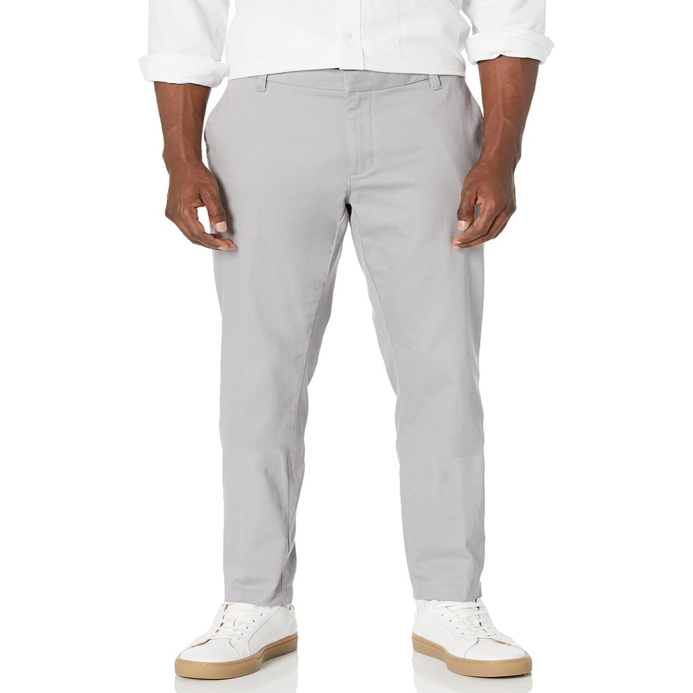 Amazon Essentials Men's Slim-Fit Wrinkle-Resistant Flat-Front Stretch Chino Pant, Grey, 28W x 32L