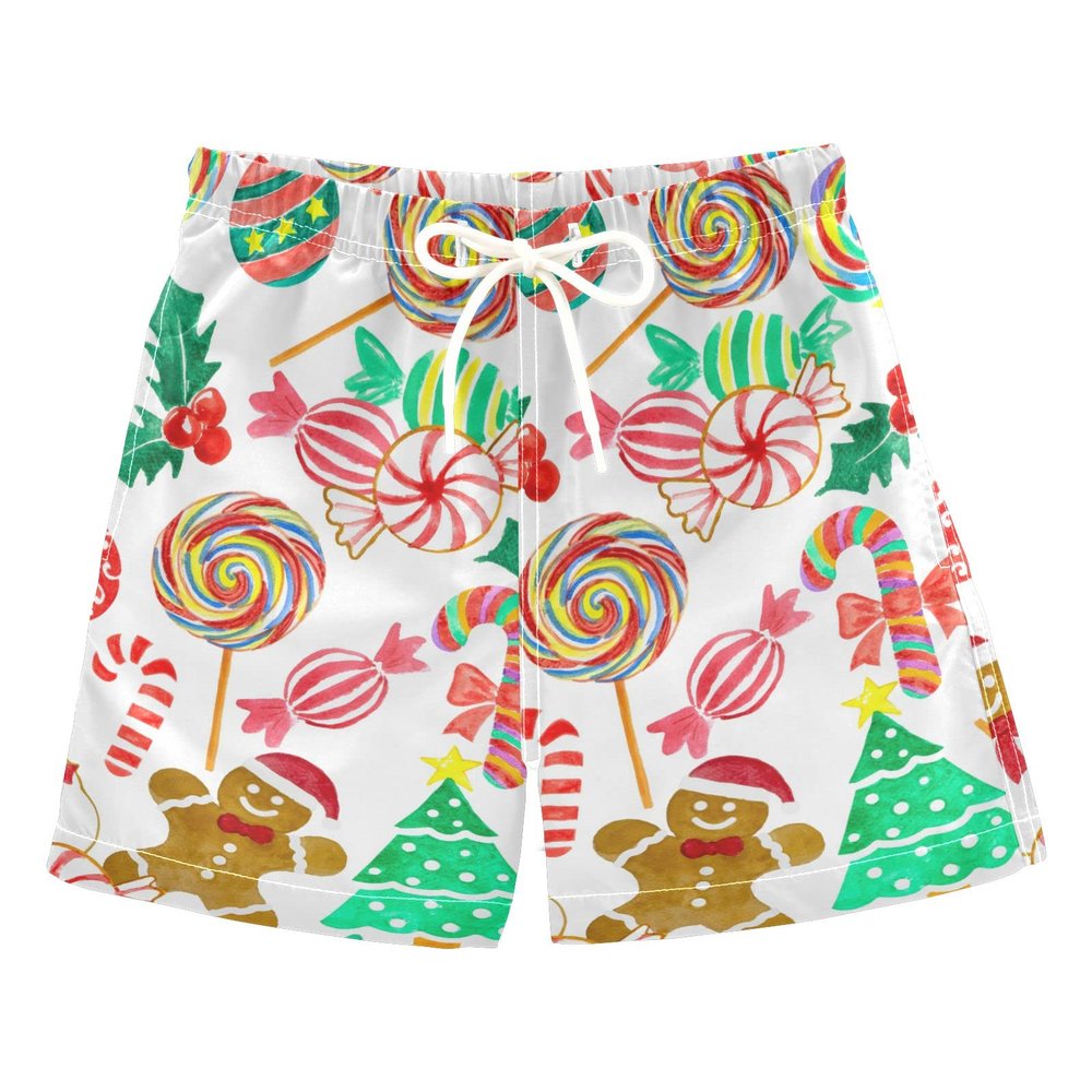 Aflyko Christmas Board Shorts Candy Cane Lollipop Gingerbread Swim Trunk Bathing Suit Boys Girls Beach Swimwear Quick Dry Swimming Shorts All Day Shorts New Year Gym Shorts M