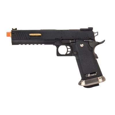 Hi-Capa 6" IREX Competition Full Auto Gas Blowback Airsoft Pistol (Black/Gold Barrel) - WE-Tech