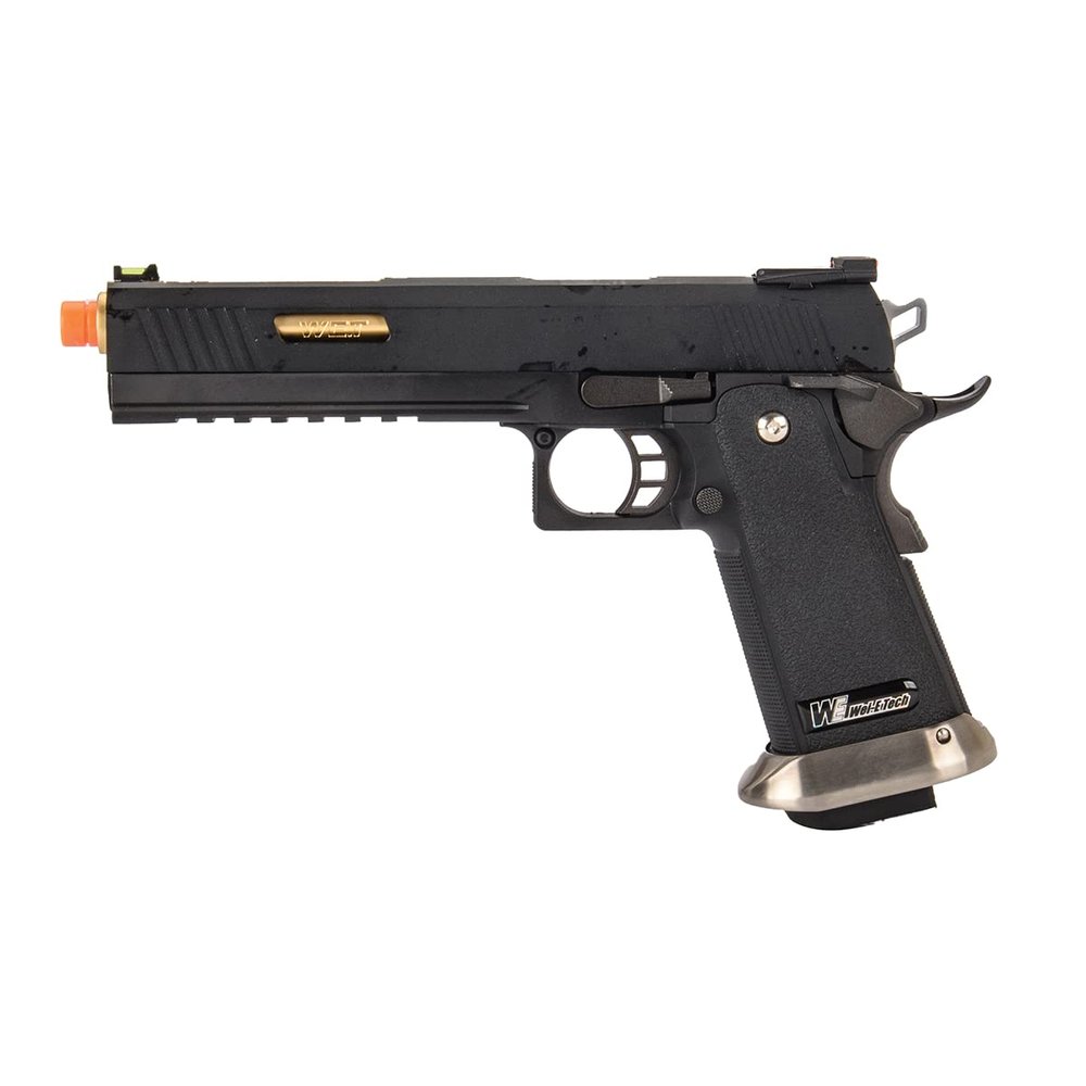 Hi-Capa 6" IREX Competition Full Auto Gas Blowback Airsoft Pistol (Black/Gold Barrel) - WE-Tech