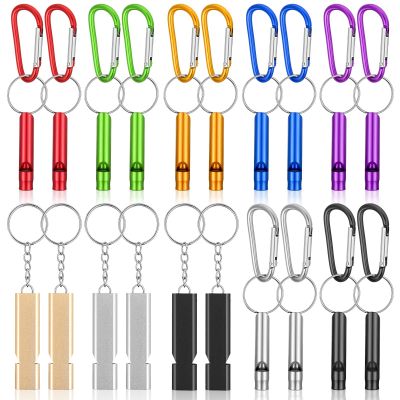 Frienda Safety Whistle with Lanyard Aluminum Keychain Whistle Safety Hiking Whistle Double-Tube Survival Whistles Loud Camping Whistle for Outdoor Hiking Hunting Fishing Boating (20 Pcs, Multicolor)