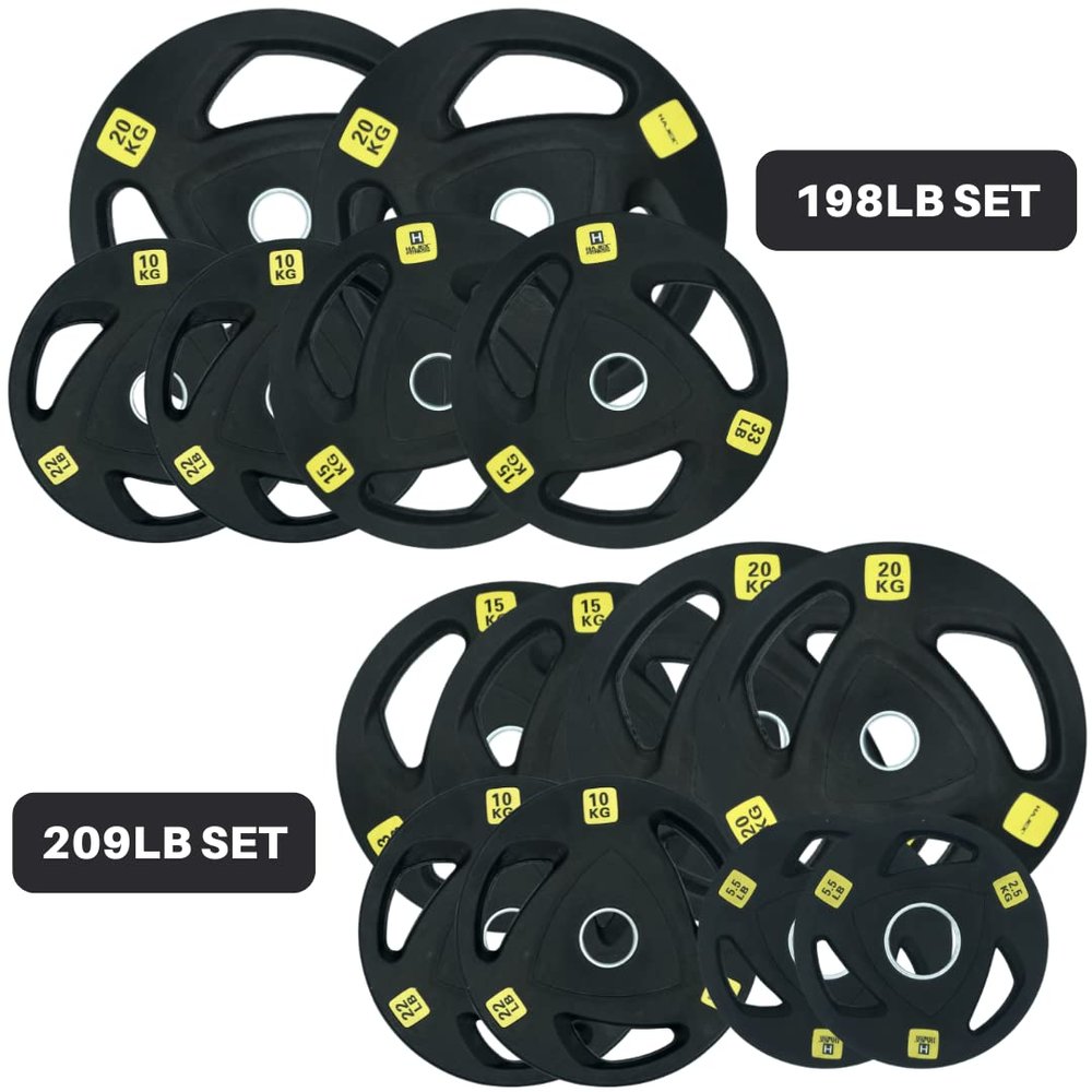 HAJEX Weight Plates Sets - Olympic Weights & Standard Weights (3-Grip Plates 2", 198 LB)