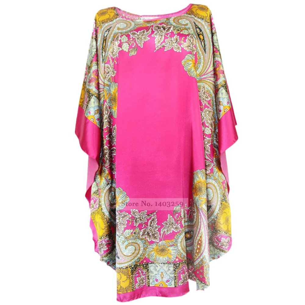 Women'S Plus Size Pajamas Silk Rayon Pajamas Nightdress Close Fit Loose Casual Bathrobe Homewear Style 13 One Size
