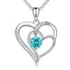 Heart Necklace for Women, 18K Gold Over 925 Sterling Silver Necklace for Women with a Gemstone Birthstone, Sterling Silver, Cubic Zirconia view 1