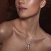 Heart Necklace for Women, 18K Gold Over 925 Sterling Silver Necklace for Women with a Gemstone Birthstone, Sterling Silver, Cubic Zirconia view 2