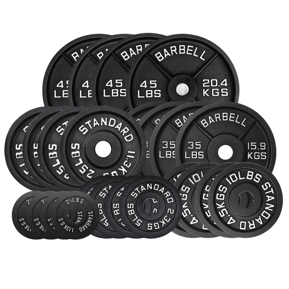 HAJEX Weight Plates Sets - Olympic Weights & Standard Weights (Cast Iron Plates 2", 245 LB)