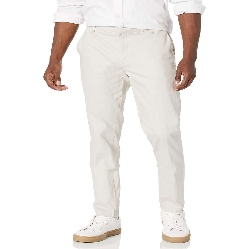 Amazon Essentials Men's Slim-Fit Wrinkle-Resistant Flat-Front Stretch Chino Pant, Stone, 42W x 34L