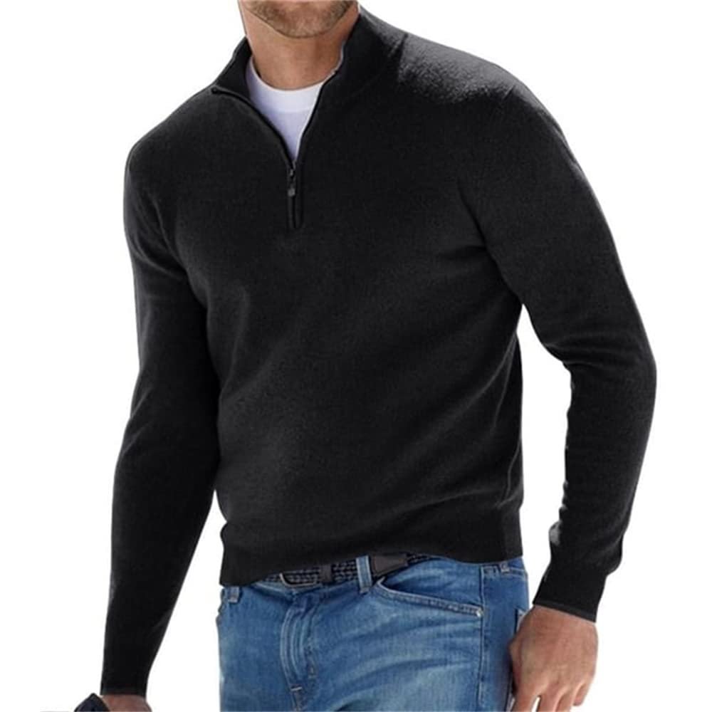 Yskmmr Men's Quarter Zip Pullover,Men's Sweatshirt,Fleece Mock Neck Sweatshirt (black,XXXXX-Large)