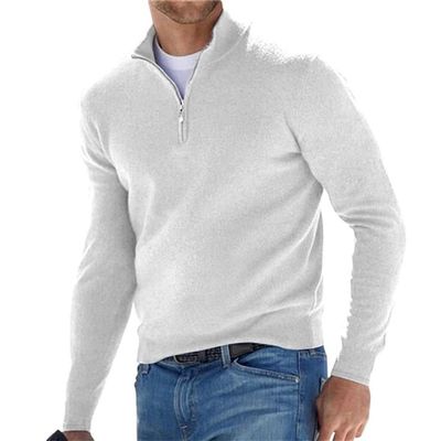 Yskmmr Men's Quarter Zip Pullover,Men's Sweatshirt,Fleece Mock Neck Sweatshirt (white,Small)