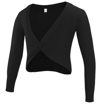 Happy Cherry Girls Ballet Dance Sweater Cardigan Ballerina Knit Wrap Top Long Sleeves Sweater Dance Top Black 14Y