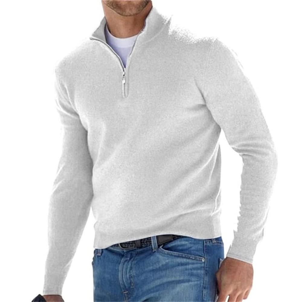 Yskmmr Men's Quarter Zip Pullover,Men's Sweatshirt,Fleece Mock Neck Sweatshirt (white,Large)