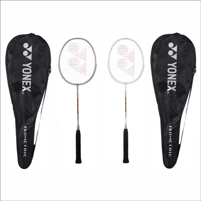Yonex Badminton Racquet GR 303I Made in India Pack of 2 with Full Cover (Silver/White)