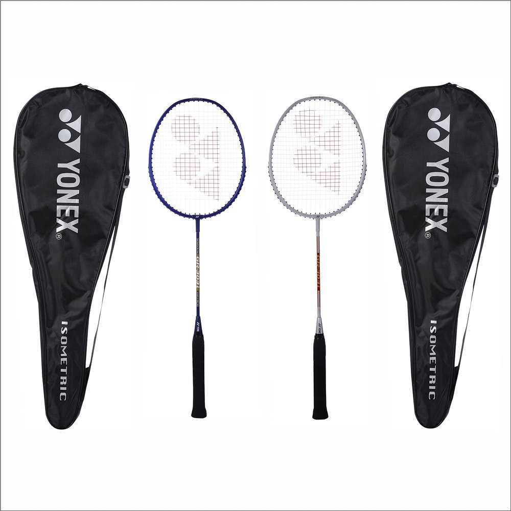 YONEX Aluminium Badminton Racquet Gr 303I Made in India Pack of 2 with Full Cover (Deep Blue/Deep Blue)