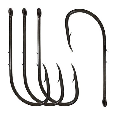 100pcs Barbed Shank Fishing Hooks Bait Holder Hooks Long Shank Baitholder Fishing Hook Offset Jig Fishing Hooks Bait Keep Hooks for Saltwater Freshwater Fishing Shank with 2 Barbs (1/0)