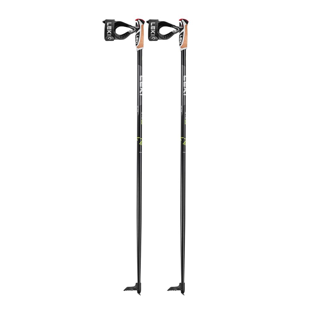 LEKI XTA 5.5 Lightweight Aluminum Cross-Country Ski Poles for Nordic Skiing - Carbon Structure-Bright Red-White - 145
