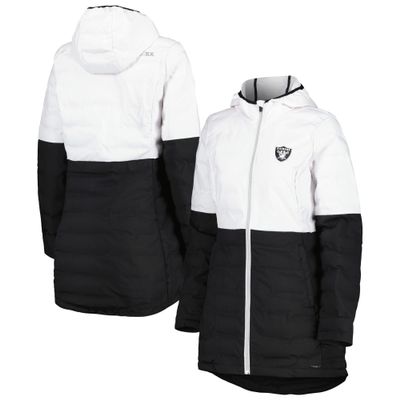 MSX by Michael Strahan Women's White/Black Las Vegas Raiders Willow Quilted Hoodie Full-Zip Jacket