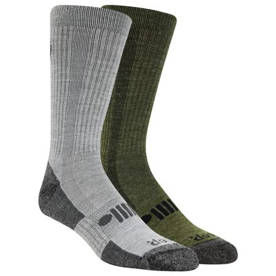 Jeep Mens Socks - 2 Pair Pack Breathable, Cushioned Comfort Wool Blend Trail Crew, Light Gray, 8-12 US