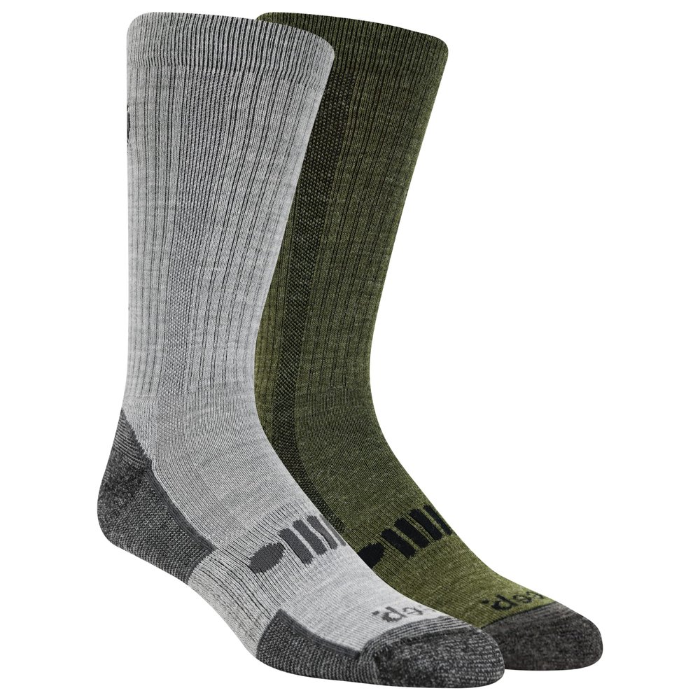 Jeep Mens Socks - 2 Pair Pack Breathable, Cushioned Comfort Wool Blend Trail Crew, Light Gray, 8-12 US
