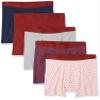 Amazon Essentials Men's Underwear Boxer Briefs, Comfortable Cotton, Tag-Free, Pack of 5, Dark Blue Floral/Grey Heather/Light Pink Diamond Print/Navy/Red, X-Small view 1