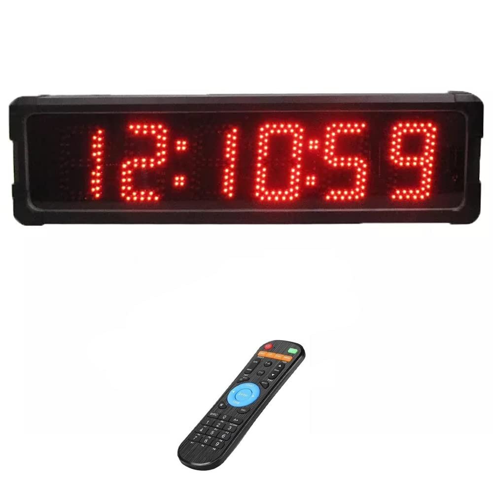 PHAVEA 28" Outdoor Digital LED Wall Clock, 5 Inch 6-Digit Race Timer, HH:MM:SS, Stopwatch, 12/24 Hours, Shelf Or Wall Mount, for Marathon/Training/Climbing/Timing