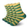 BambooMN Women's Fuzzy Team Spirit Socks - Super Soft Microfiber Game Day Sports Socks - Striped Green & Gold - Extra Large - 4 Pairs view 1