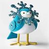 Featherly Friends - Wondershop Fabric Bird: Yellow Feet: Blue Snowflake Headpiece: Fractal view 1