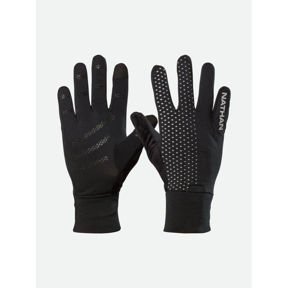 Nathan, HyperNight Reflective Glove, Black/Geo Print, Small