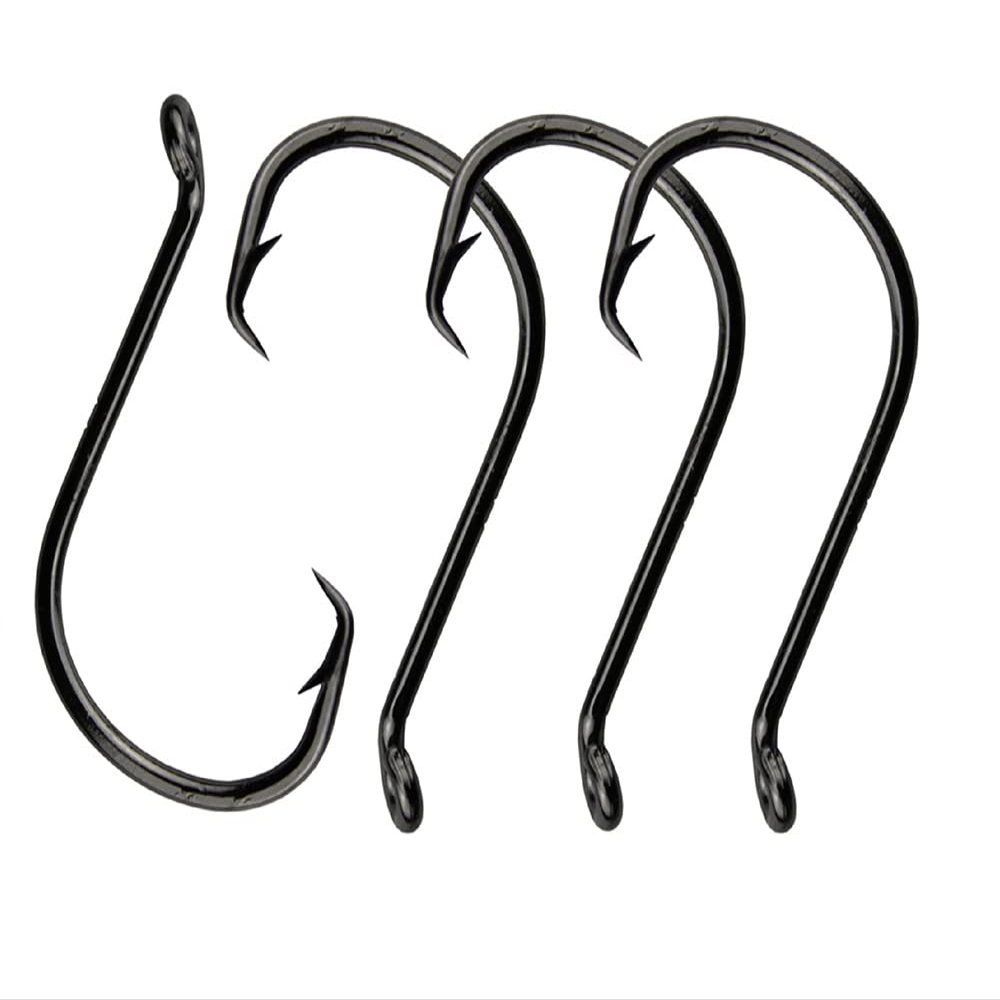 100pcs Circle Hooks Catfish Fishhook Fishing Hooks for Bass High Carbon Steel Offset Octopus Fishing Hooks Size: 1#-5/0 Saltwater Freshwater Fishing (1/0)