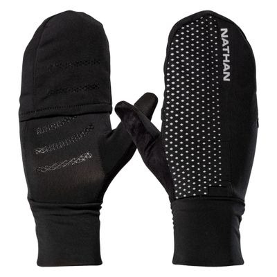 Nathan, HyperNight Reflective Convertible Mitt, Black/Geo Print, X-Large