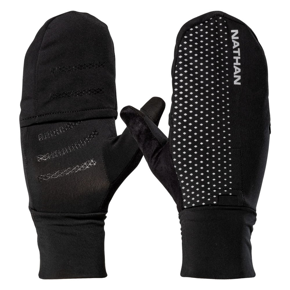 Nathan, HyperNight Reflective Convertible Mitt, Black/Geo Print, X-Large